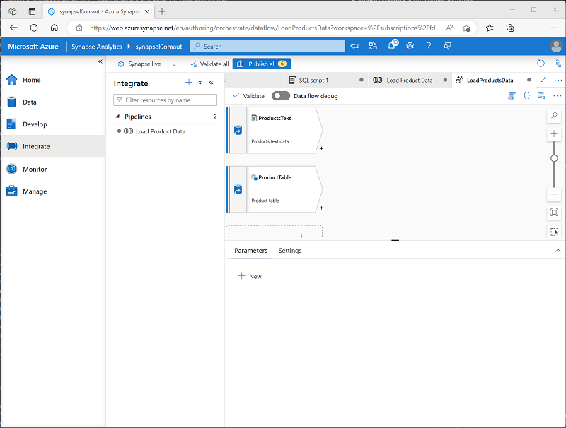 Screenshot of a data flow with two sources.